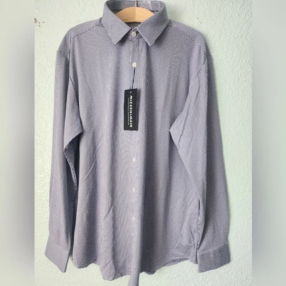 Mizzen+Main Navy Micro-Check Dress Shirt
